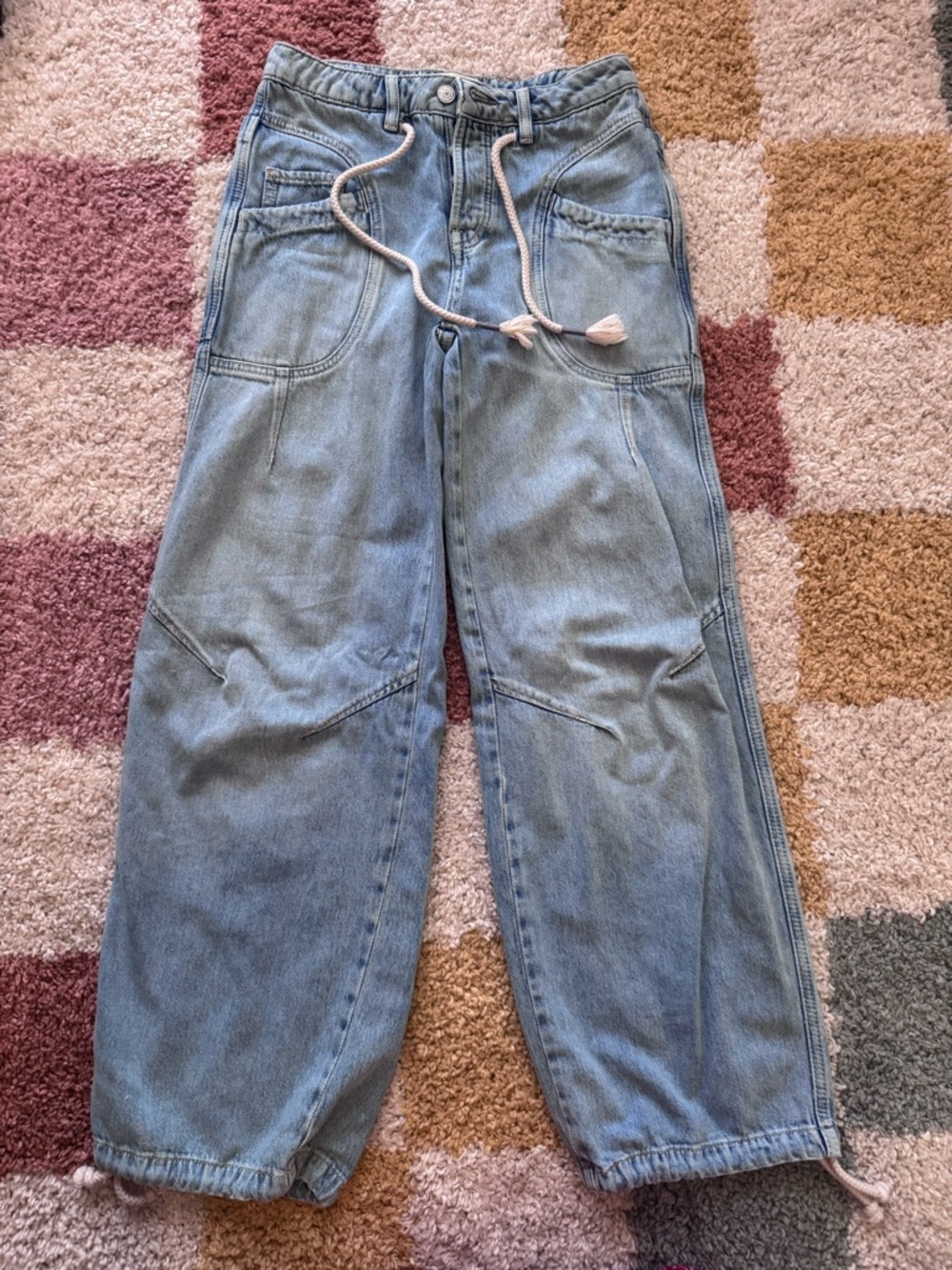 Free People Love Language Mid Rise Drawstring Jogger Jeans